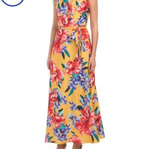 NWT TAHARI ASL Satin Tie Waist Maxi Dress Maxi Gown Dress Size 8